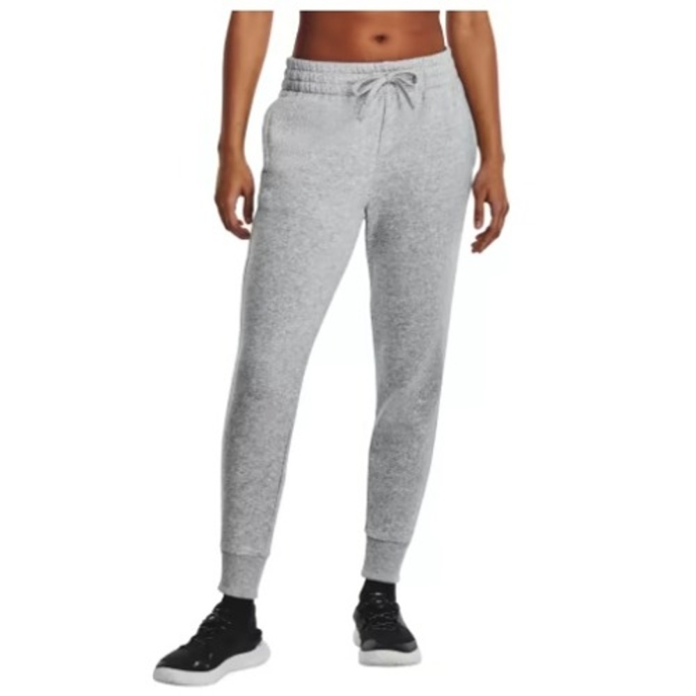 Under Armour Womens Rival Fleece Joggers Light Gray Heather Loose Fit NWT
